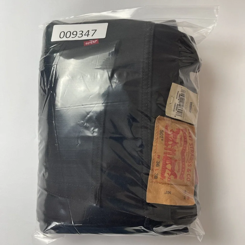 Levis 501 Jeans Mens 36x38 Black Original Straight Button Fly Denim Grunge NEW